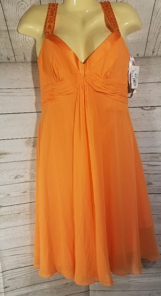 tangerine chiffon dress